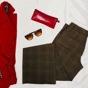 Express brown plaid with red stripes dress pants